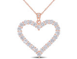 2.40 Carat (ctw) Lab-Created Moissanite Heart Pendant Necklace in Rose Plated Sterling Silver